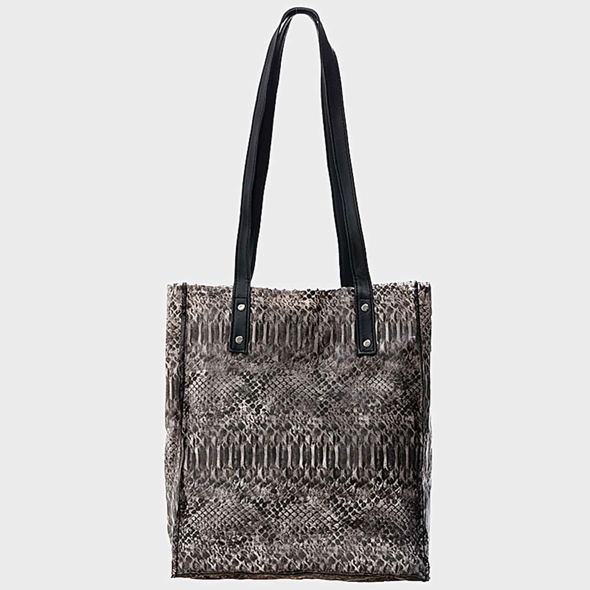 

Snakeskin Tote Bag, Black