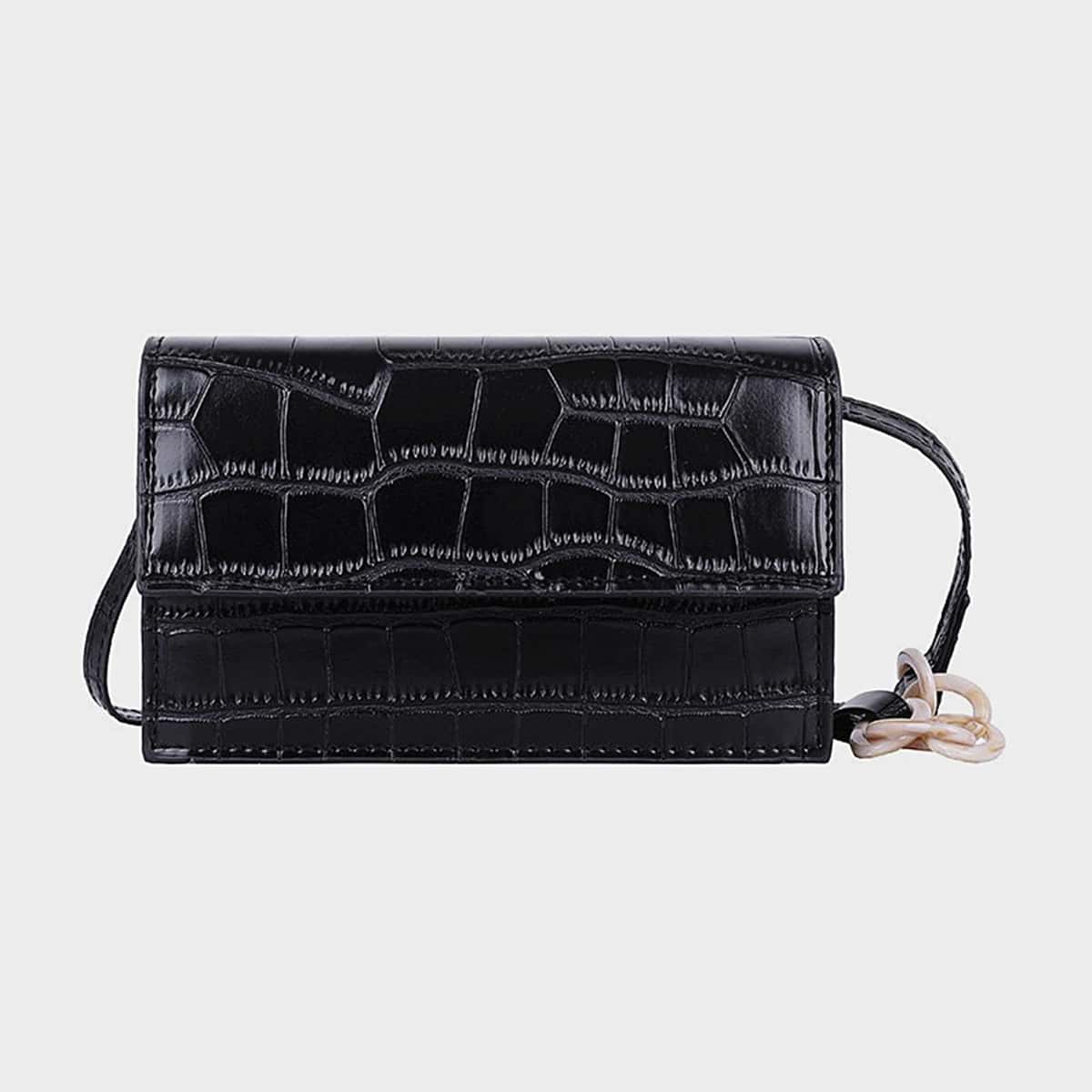 

Croc Embossed Crossbody Bag, Black