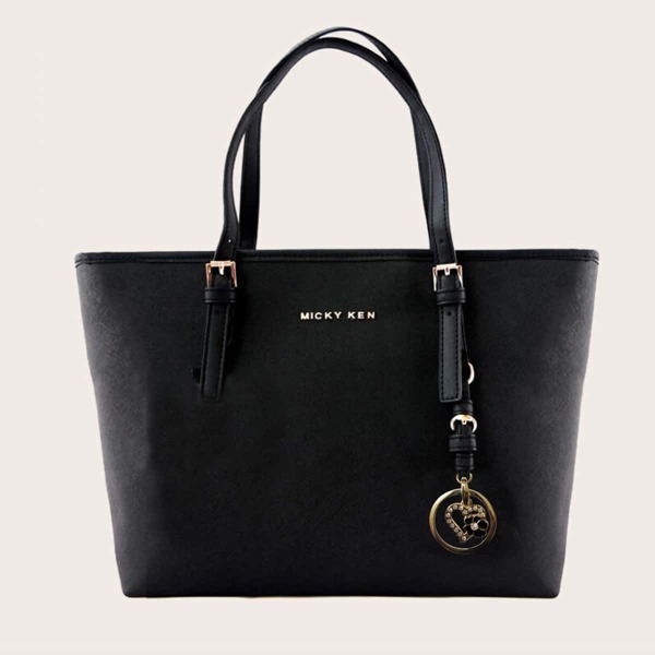 

Letter Graphic Large Capacity Tote Bag, Black