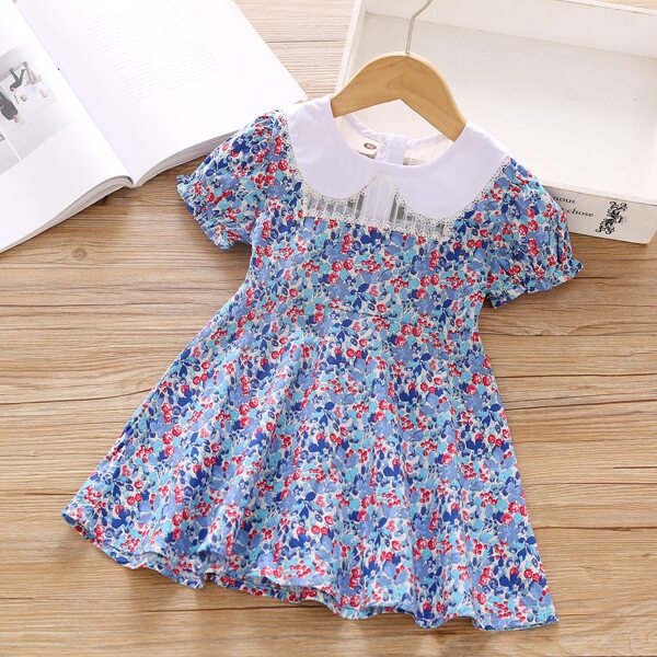 

Toddler Girls Ditsy Floral Contrast Peter Pan Collar Dress, Multicolor