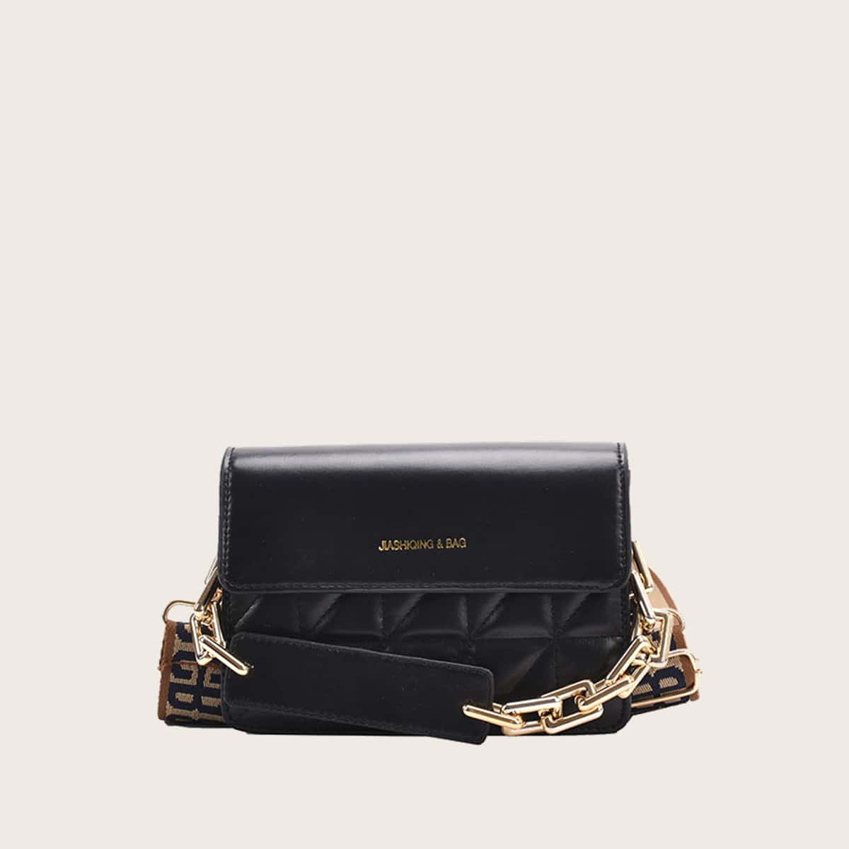 

Quilted Flap Crossbody Bag, Black
