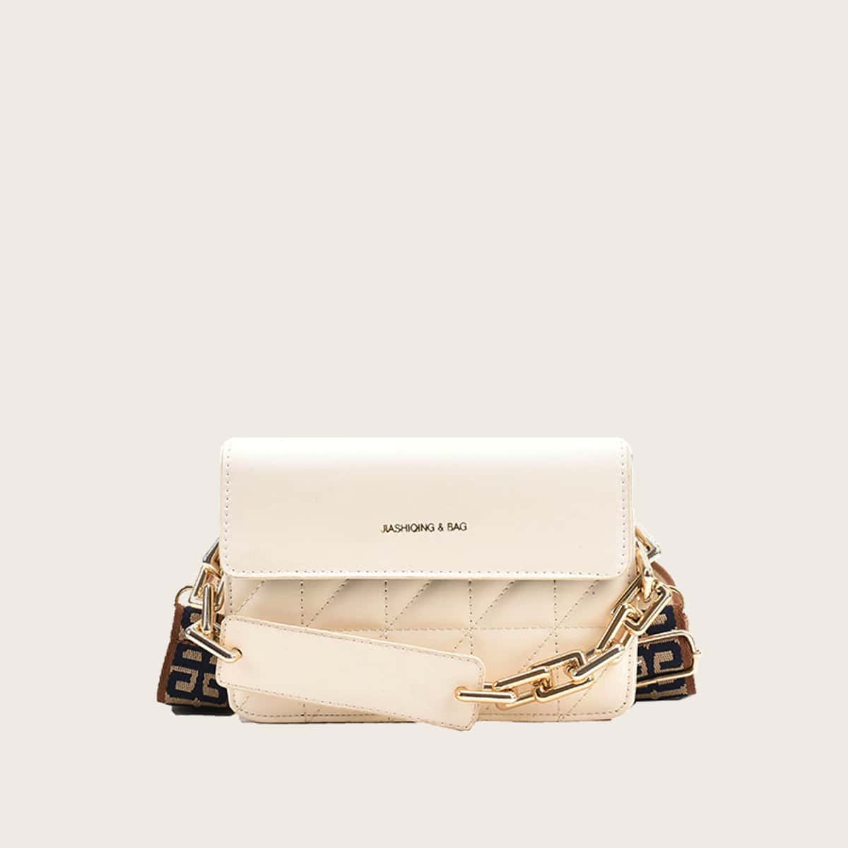 

Quilted Flap Crossbody Bag, White