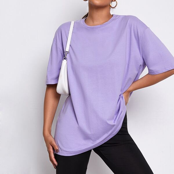 

Solid Drop Shoulder Tee, Mauve purple