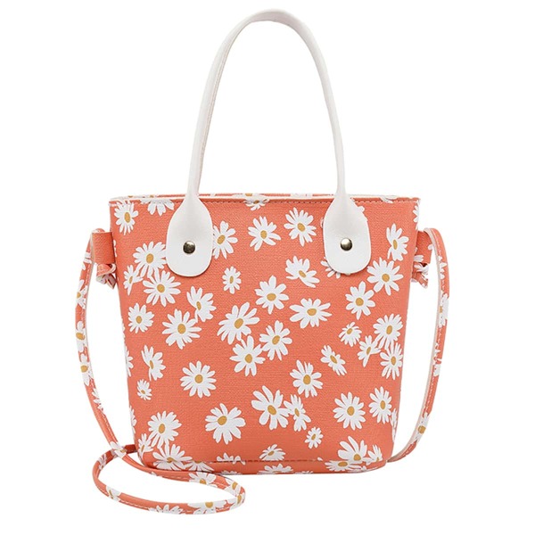 

Floral Graphic Satchel Bag, Coral orange