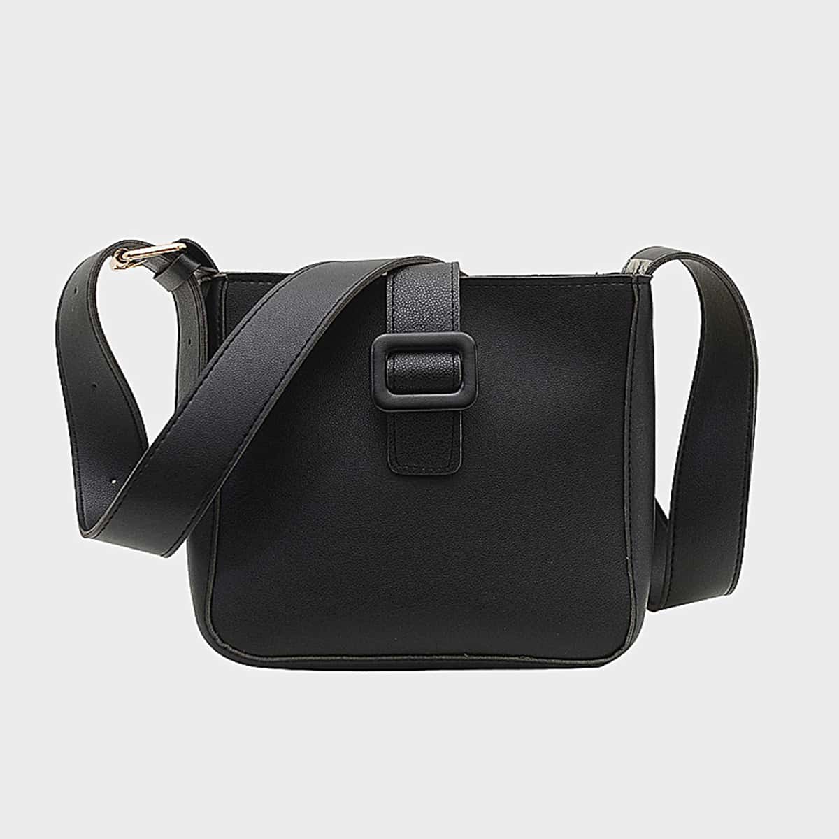 

Solid Square Crossbody Bag, Black