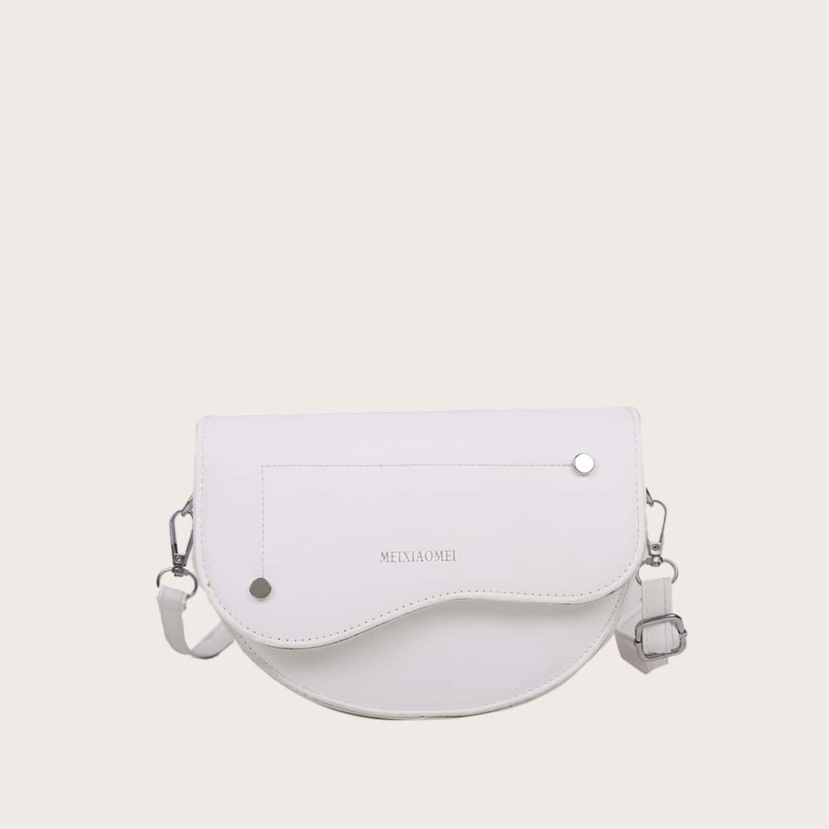 

Simple Flap Crossbody Bag, White