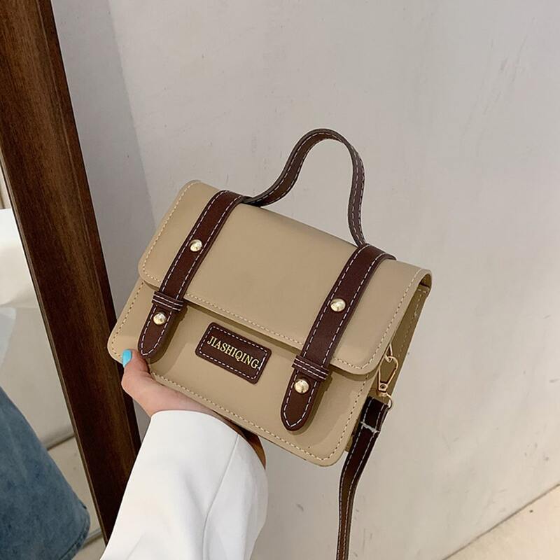 

Colorblock Strap Satchel Bag, Khaki