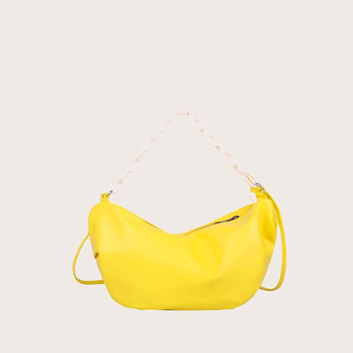 

Solid Chain Satchel Bag, Yellow