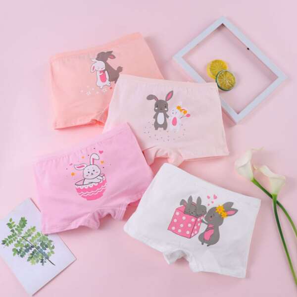 

Toddler Girls 4pcs Cartoon Rabbit Graphic Underwear, Multicolor