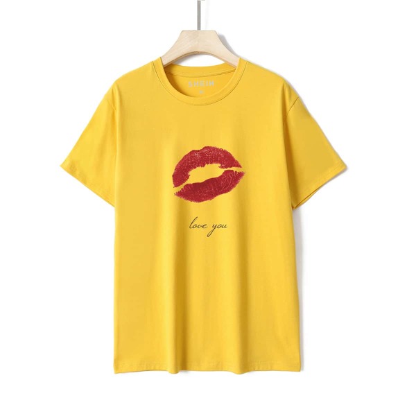 

Lip & Slogan Graphic Tee, Yellow