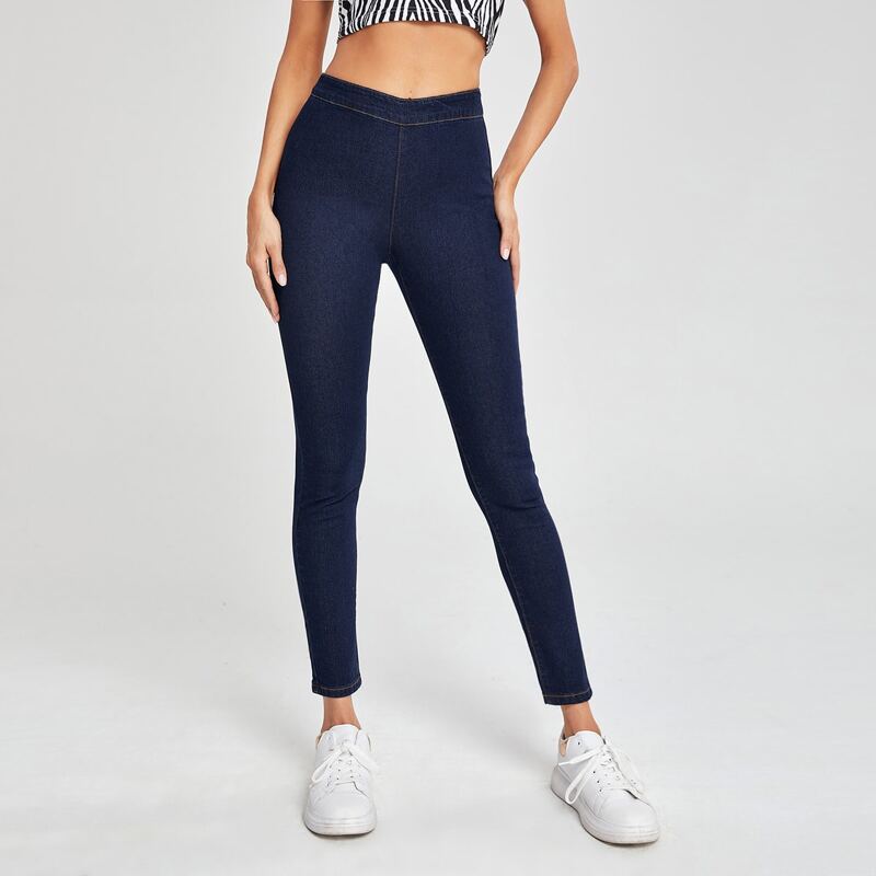

Zip Back Skinny Cropped Jeans, Dark wash