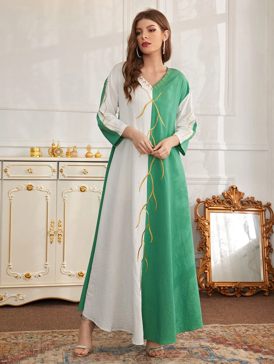 Al Najma Colourblock Embroidery Longline Dress - Multicolor - View 1