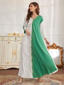 Al Najma Colourblock Embroidery Longline Dress - Multicolor - View 5