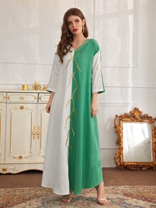Al Najma Colourblock Embroidery Longline Dress - Multicolor - View 6