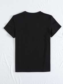 Camisetas Estampado de Cebra Casual - Negro - Ver 2