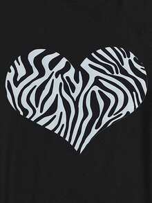 Camisetas Estampado de Cebra Casual - Negro - Ver 5