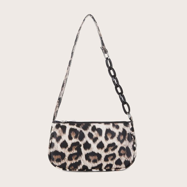 

Leopard Pattern Shoulder Bag, Brown