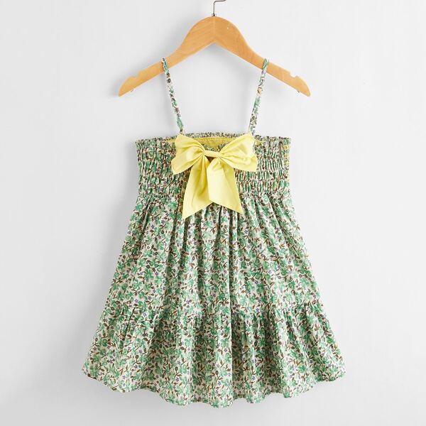 

Toddler Girls Ditsy Floral Ruffle Hem Bow Front Cami Dress, Multicolor