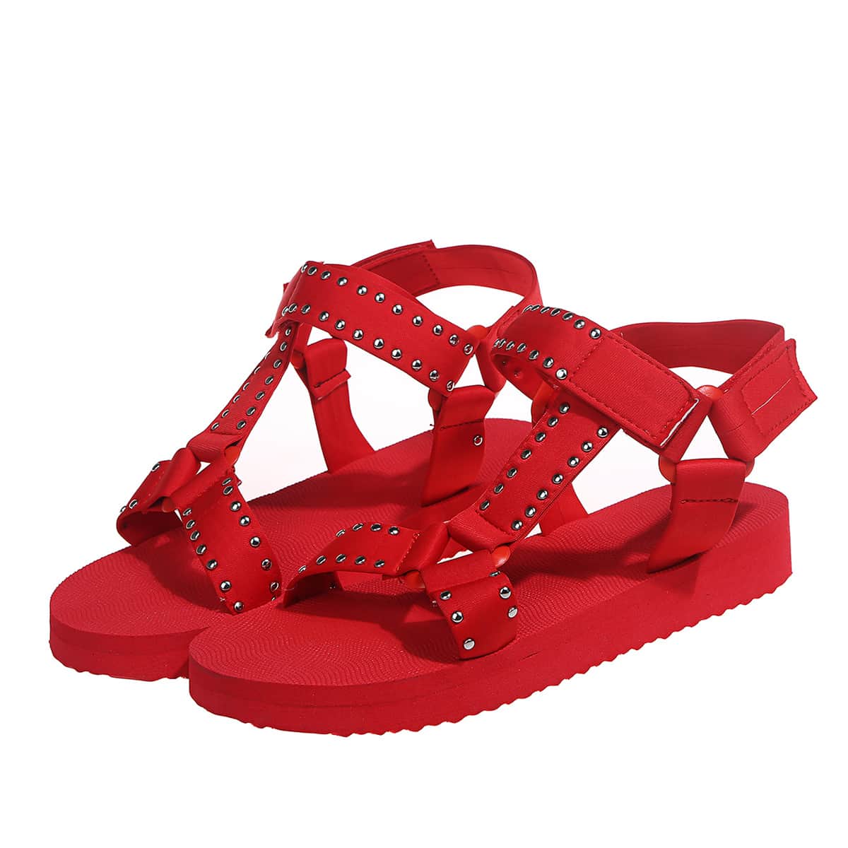 

Studded Decor Sport Sandals, Red