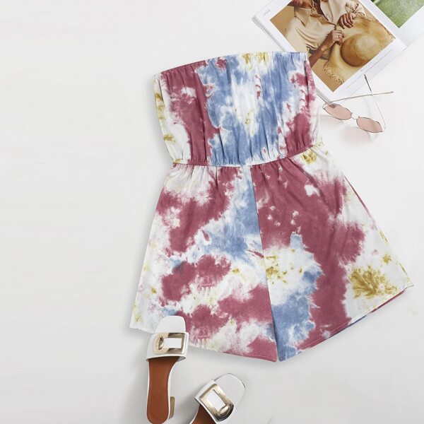 

Plus Tie Dye Tube Romper, Multicolor