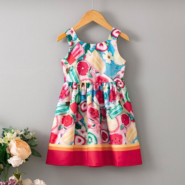 

Toddler Girls Fruit Print Smock Dress, Multicolor