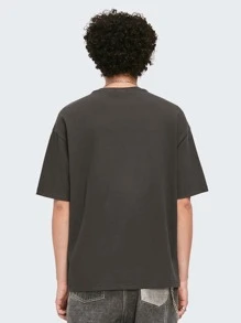 Áo phông nam buộc dây có chữ cái ở vai thả - Màu xám đen - Xem 2