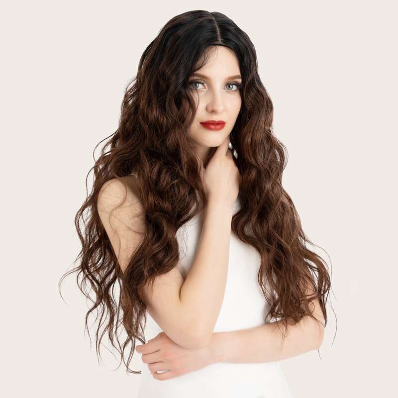 

Natural Long Curly Lace Front Wig, Chocolate brown