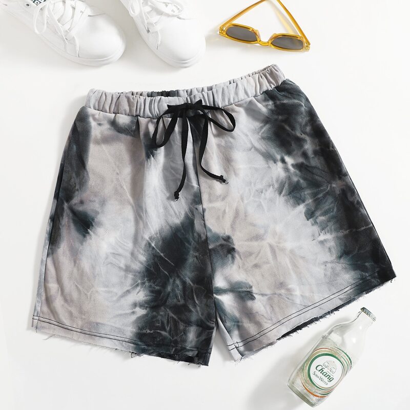 

Tie Dye Raw Hem Shorts, Multicolor