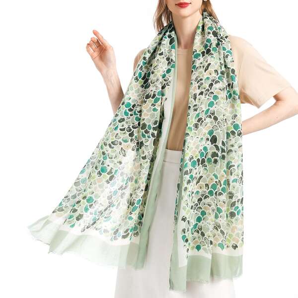 

Fish Scale Print Scarf, Green