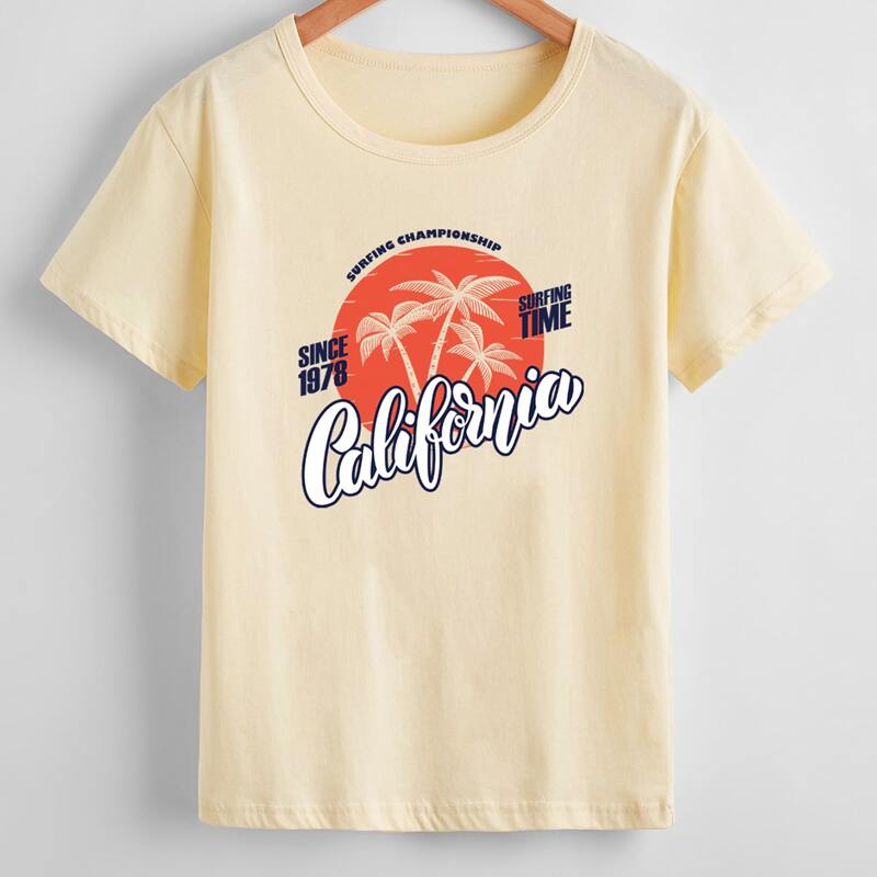 

Letter Tropical Graphic Tee, Beige