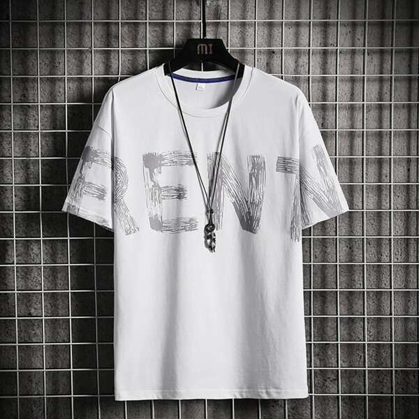

Men Letter Graphic Drop Shoulder Tee, White