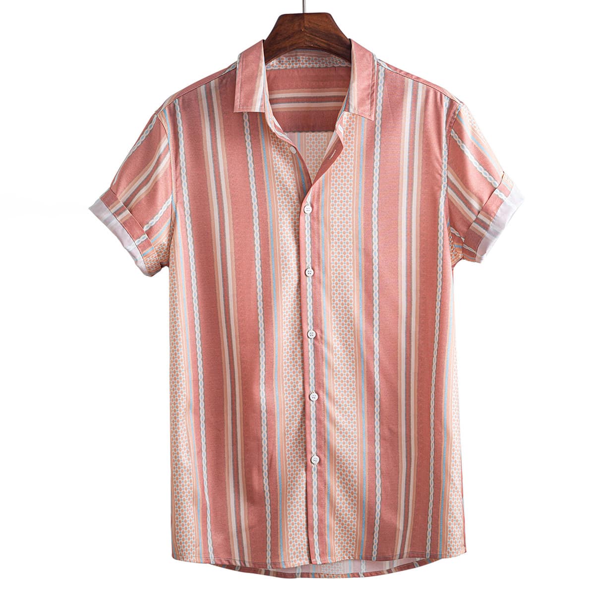 

Guys Vertical Striped Button Up Shirt, Multicolor