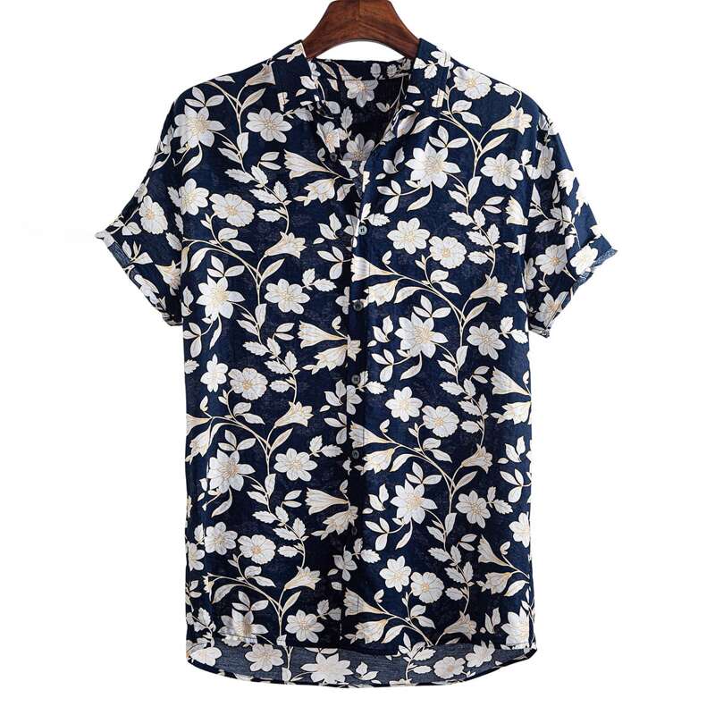 

Guys Allover Floral Print Shirt, Blue and white