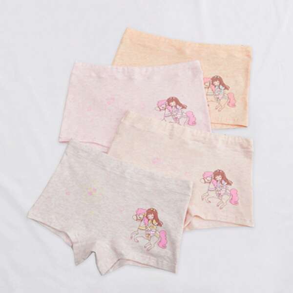 

Girls 4pcs Cartoon Graphic Underwear, Multicolor