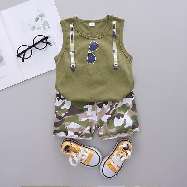 

Toddler Boys Graphic Print Tank Top & Camo Shorts, Multicolor