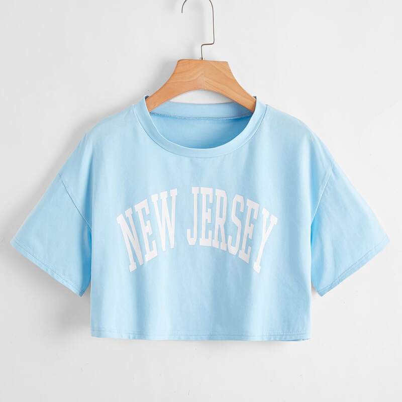

Letter Crop Tee, Baby blue