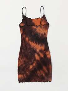 SHEIN EZwear 小褶邊紮染連衣裙 - 彩色 - 查看 2