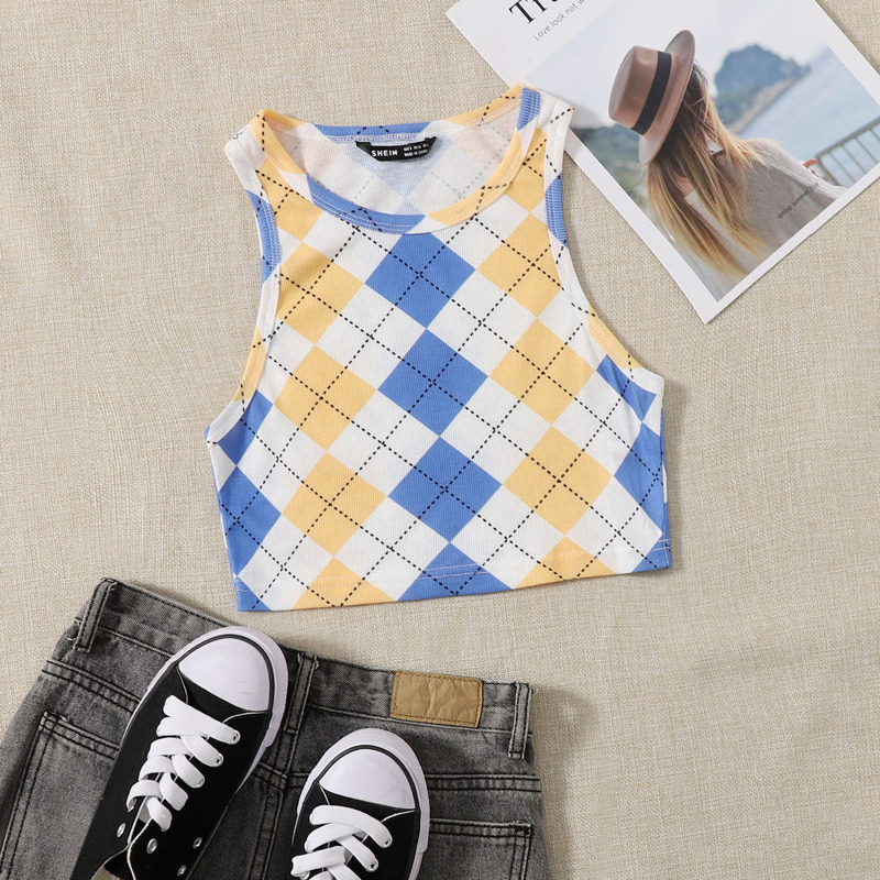 

Argyle Print Tank Top, Multicolor