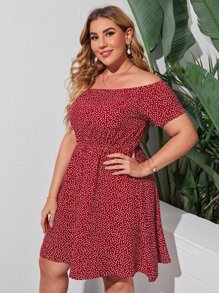 SHEIN 大碼露肩滿版心形連衣裙