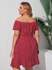 SHEIN 大碼露肩滿版心形連衣裙