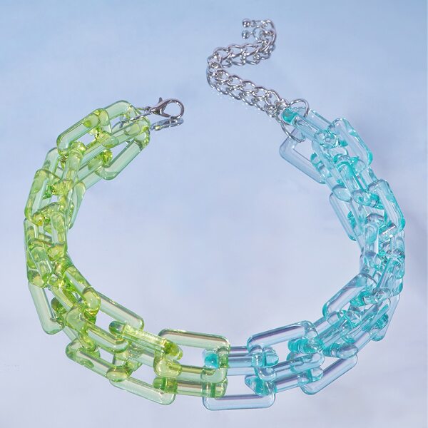 

Color Block Chain Necklace, Multicolor