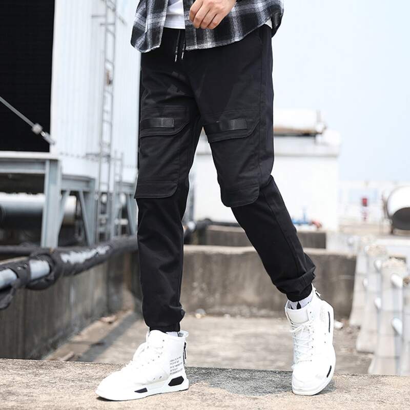 

Guys Flap Pocket Drawstring Pants, Black