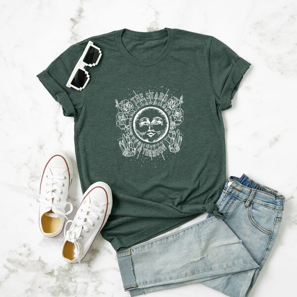 

Plus Graphic Print Tee, Dark green