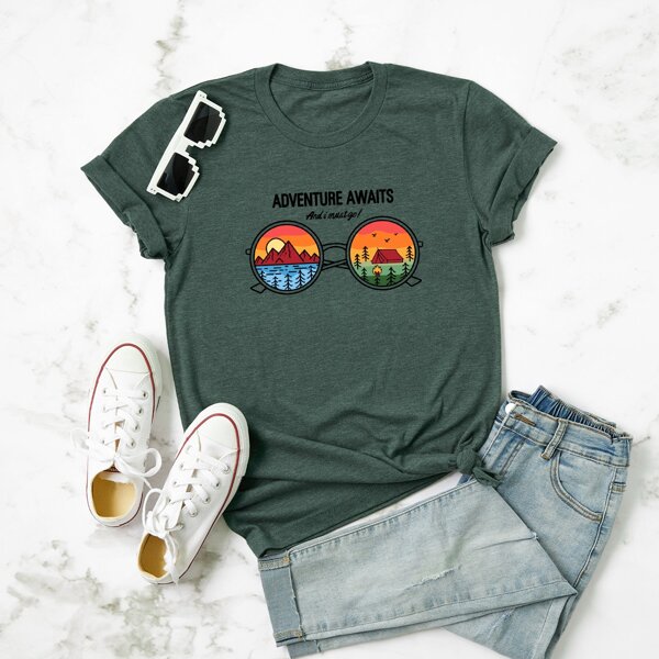 

Plus Letter Graphic Tee, Dark green