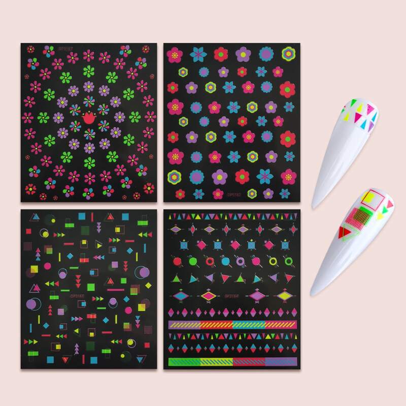 

4sheets Star Pattern Nail Art Sticker, Multicolor