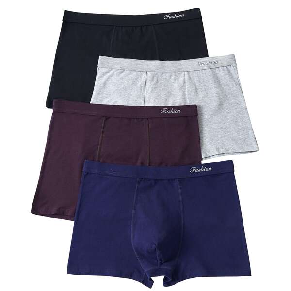 

Men 4pcs Letter Graphic Boxer Brief, Multicolor