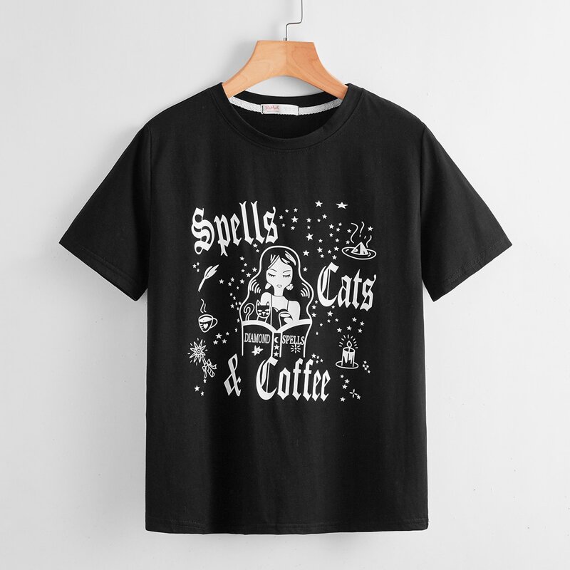 

Letter Figure Graphic Tee, Black
