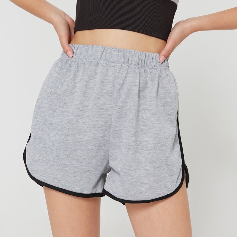 

Contrast Binding Dolphin Shorts, Grey