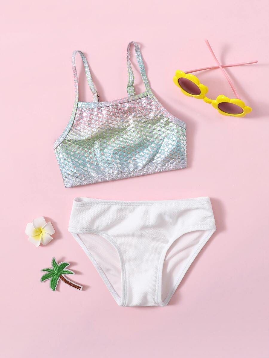 Baby Girl Fish Scale Metallic Beachwear Summer Beach - Multicolor - View 1