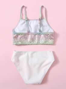 Baby Girl Fish Scale Metallic Beachwear Summer Beach - Multicolor - View 2